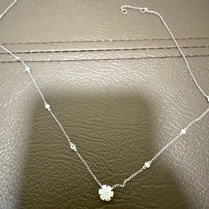 1 carat diamond, white gold necklace